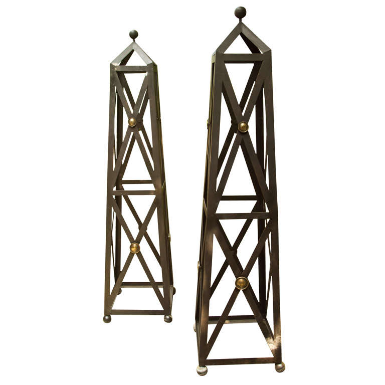 Pair or Wrought Iron Obelisks