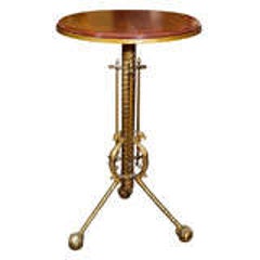 Gueridon Table In Mahogany, Bronze & Brass 11