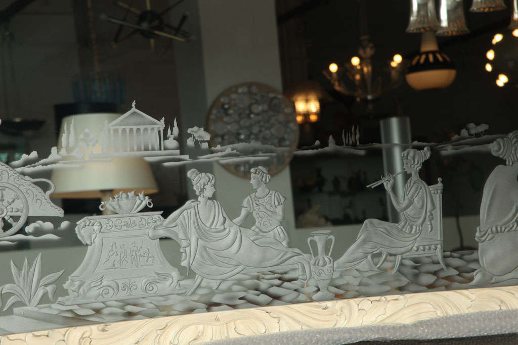 Hand-Carved Panoramic Mirror Made by Luigi Brusotti For Sale