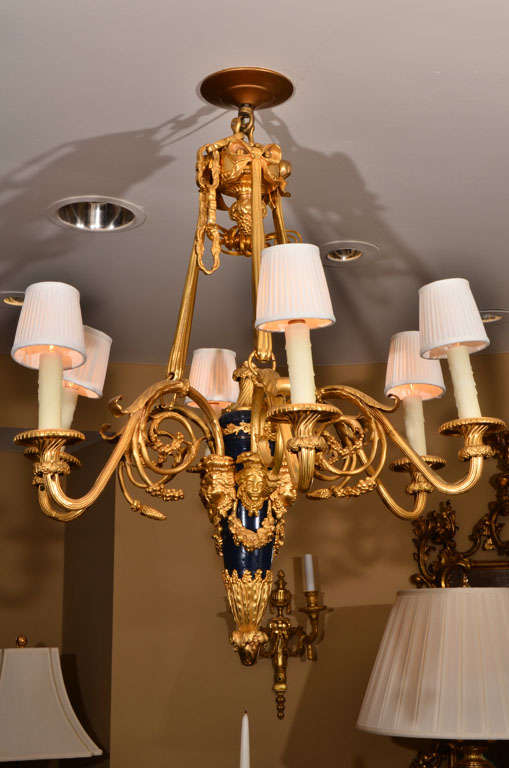 French 19th c Louis  Phillippe bronze dore chandelier