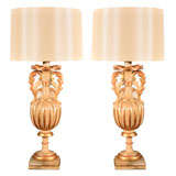 Pair of Paint and Parcel Gilt Lamps