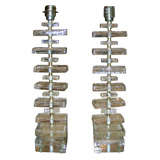 Pair of table lamps in gold murano glass. Pair of table lamps in gold murano glass.