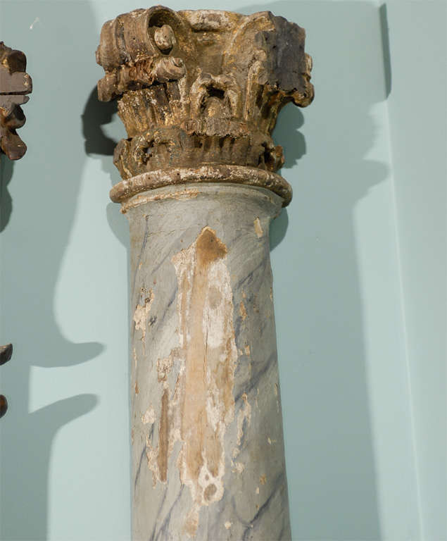 Wood Pair of Italian Decorative Semi-Columns