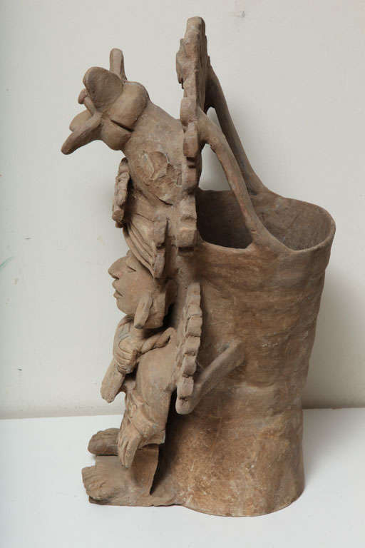 Pre Columbian Zapotec Figural Incensario Urn 3