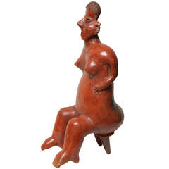 Antique Large Nayarit Pottery Important Female Effigy Figure