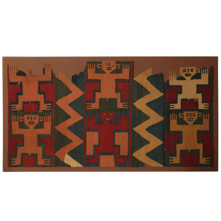 Pre Columbian Nazca Graphic Four Figure Textile  Panel For Sale