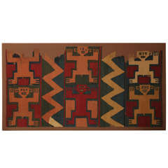 Pre Columbian Nazca Graphic Four Figure Textile  Panel