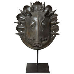 Antique Indian Bronze Boar Headed Bhuta Festival Mask