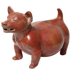 Antique Pre Columbian Fine Large Colima Pottery Dog