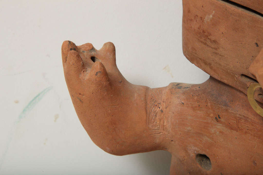 Pre Columbian Quimbaya  Pottery Seated Retablo Figure 4