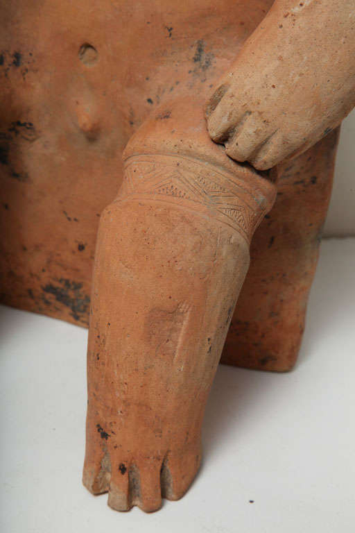 Pre Columbian Quimbaya  Pottery Seated Retablo Figure 7