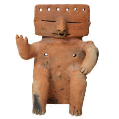 Pre Columbian Quimbaya  Pottery Seated Retablo Figure