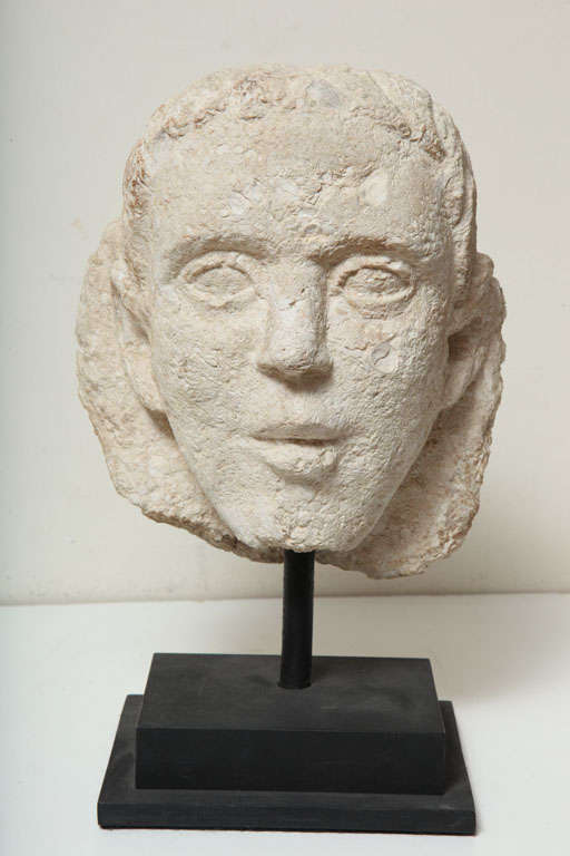 Ancient Roman Limestone Male Head
