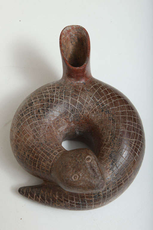 18th Century and Earlier Pre Columbian Fine Colima Pottery Snake For Sale