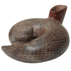 Antique Pre Columbian Fine Colima Pottery Snake