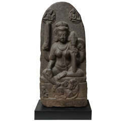 Antique India Pala Period Stone Large Stele of Parvati