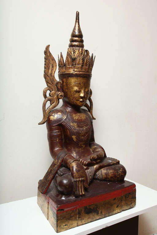 Burmese Lacquered Wood Buddha