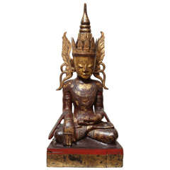 Burmese Lacquered Wood Buddha