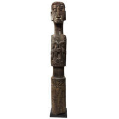 Dayak Ancestral Wood Carved Hampatong Figural Post