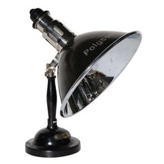 Substantial Polysonn-Lampe Nickel Plate and Black Iron Table Lamp, 1920's