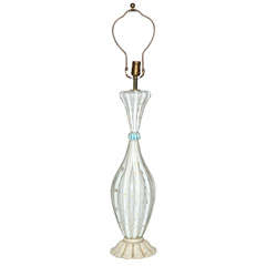 1950s Barovier e Toso Murano Glass Table Lamp in White with Gold inclusions 2