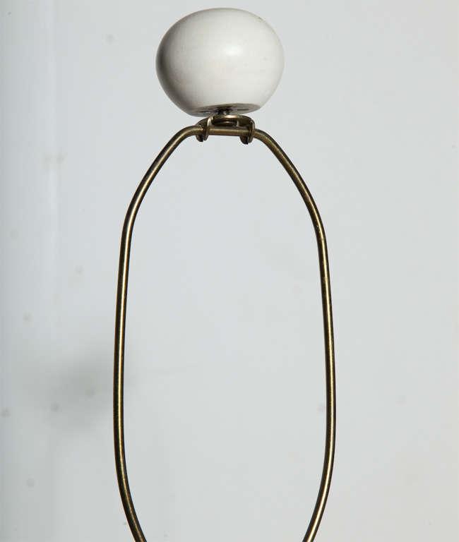 Enameled Pair of AK KAG Switzerland White Dot Ceramic Table Lamps, 1960s  For Sale