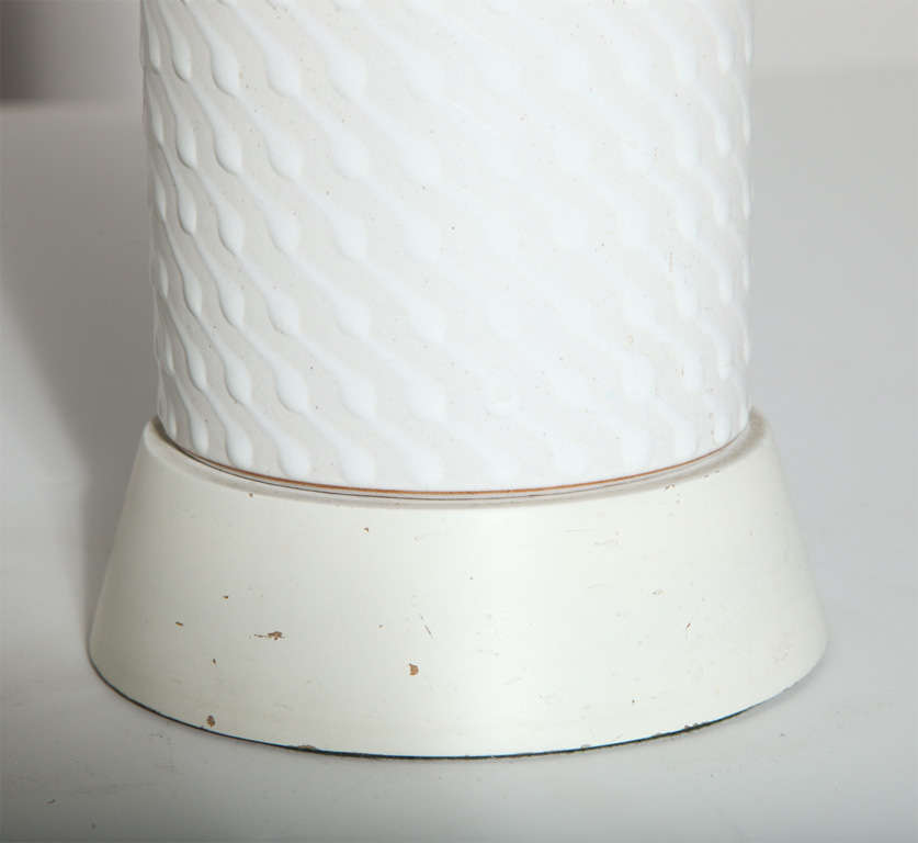 Pair of AK KAG Switzerland White Dot Ceramic Table Lamps, 1960s  For Sale 1