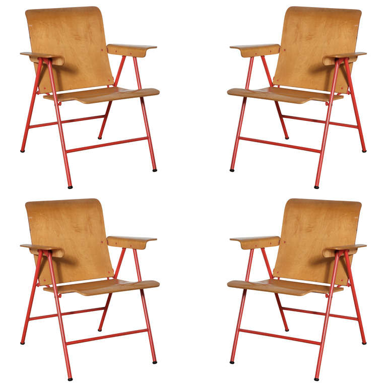 set of 4 Russell Wright Samson folding Chairs