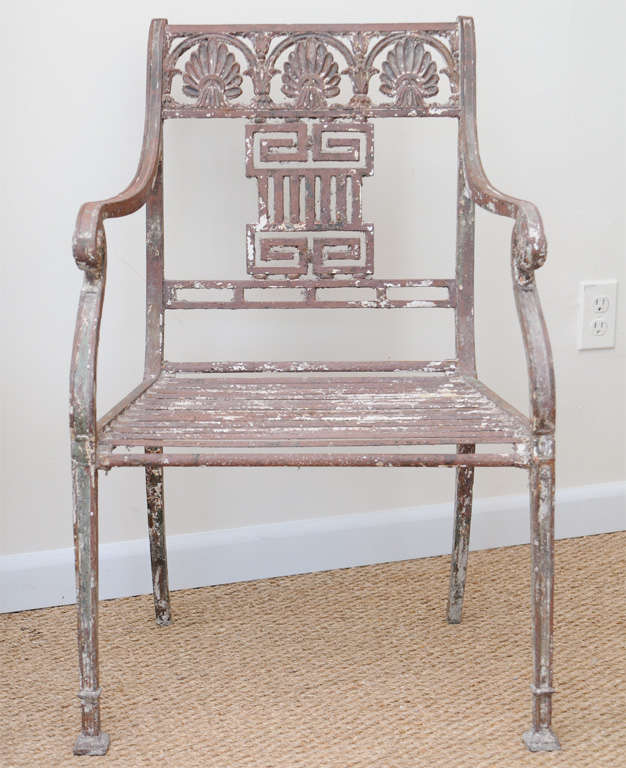 20th Century Pair Of Greek Key Motif Garden Chair