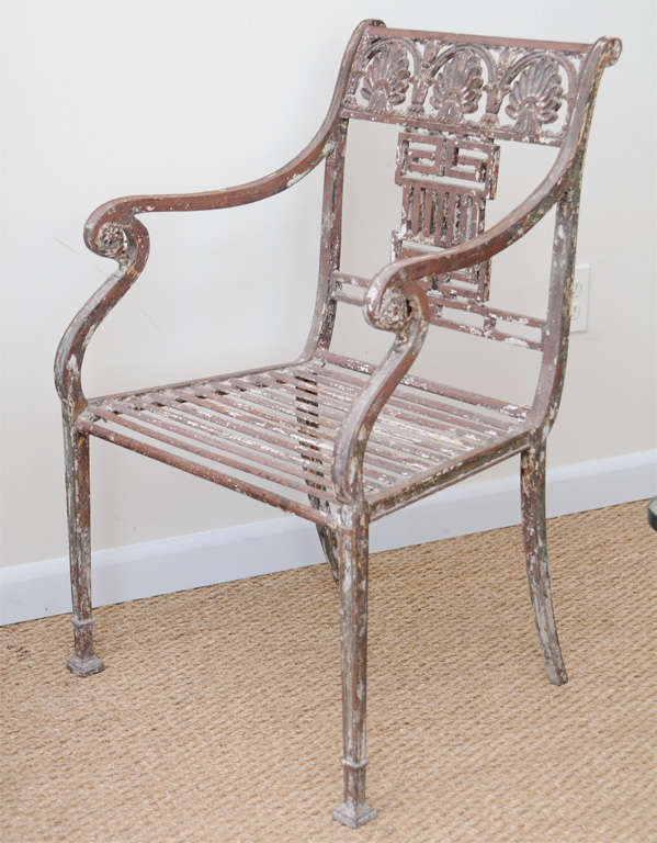 Pair Of Greek Key Motif Garden Chair 1