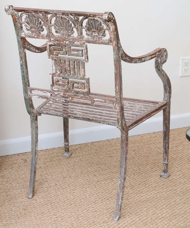 Pair Of Greek Key Motif Garden Chair 2