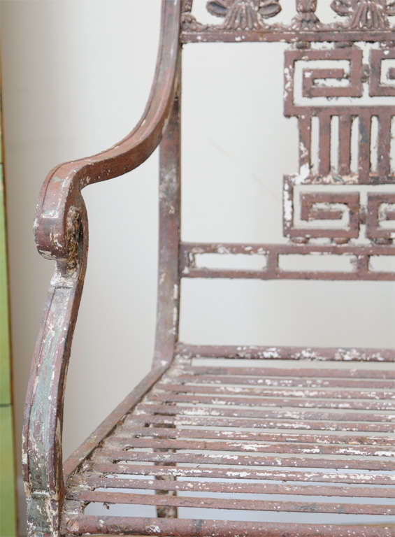 Pair Of Greek Key Motif Garden Chair 3