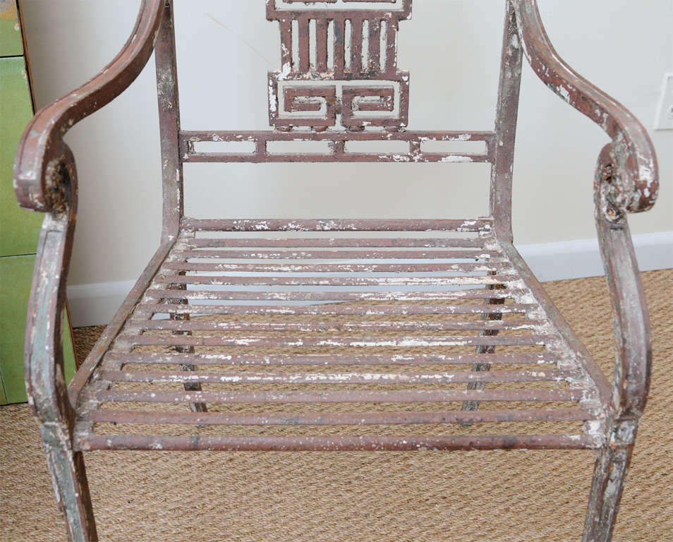 Pair Of Greek Key Motif Garden Chair 4