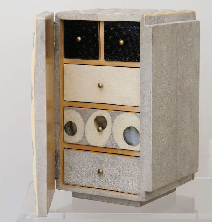 20th Century R and Y Augusti Jewelry Box in Shagreen