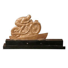 Edouard Fraisse Motorcycle Trophy in Bronze Relief