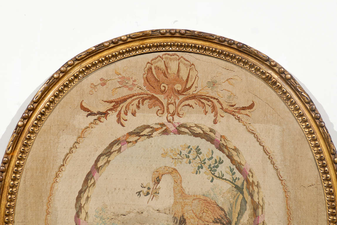 French, 18th Century Oval Pastoral Beauvais Tapestries with Giltwood Frames In Good Condition In Atlanta, GA