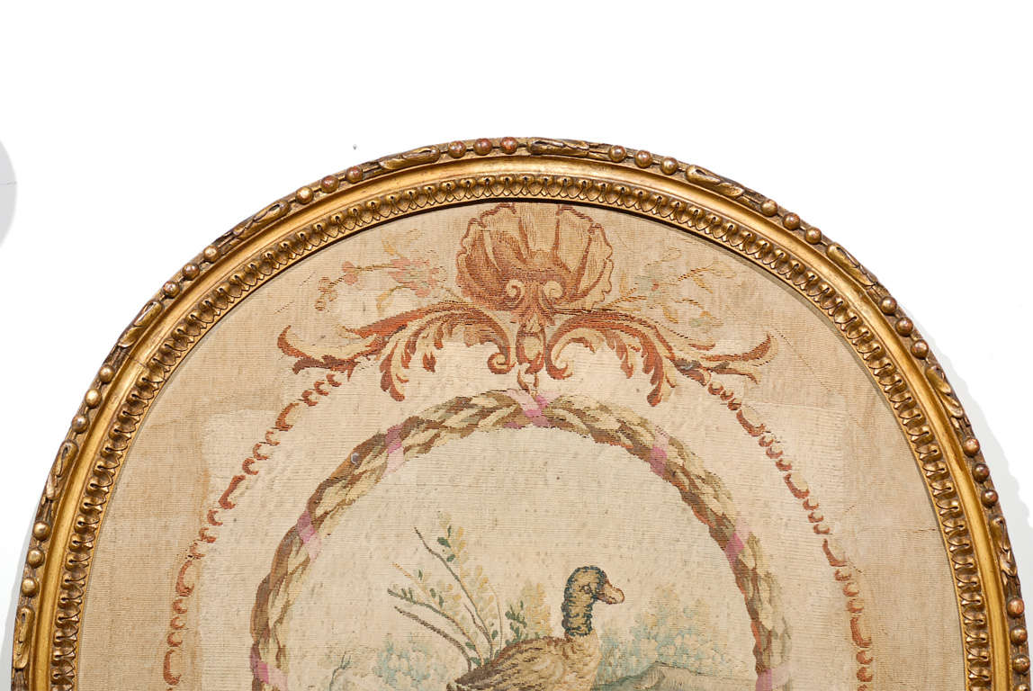 French, 18th Century Oval Pastoral Beauvais Tapestries with Giltwood Frames 3