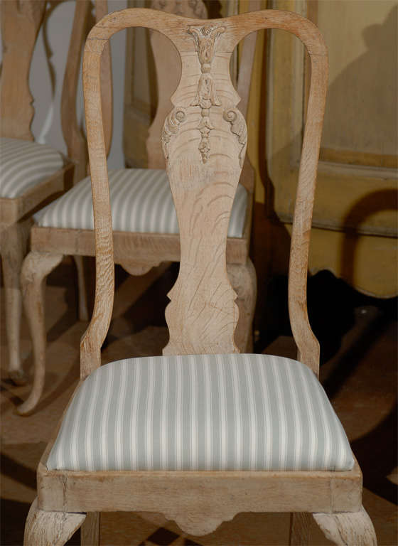 19th Century Set of Six Limed Oak French Dining Chairs In Excellent Condition In Atlanta, GA