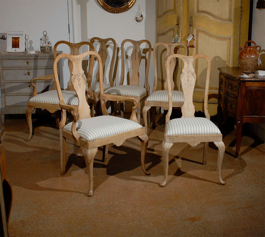 19th Century Set of Six Limed Oak French Dining Chairs at 1stDibs ...