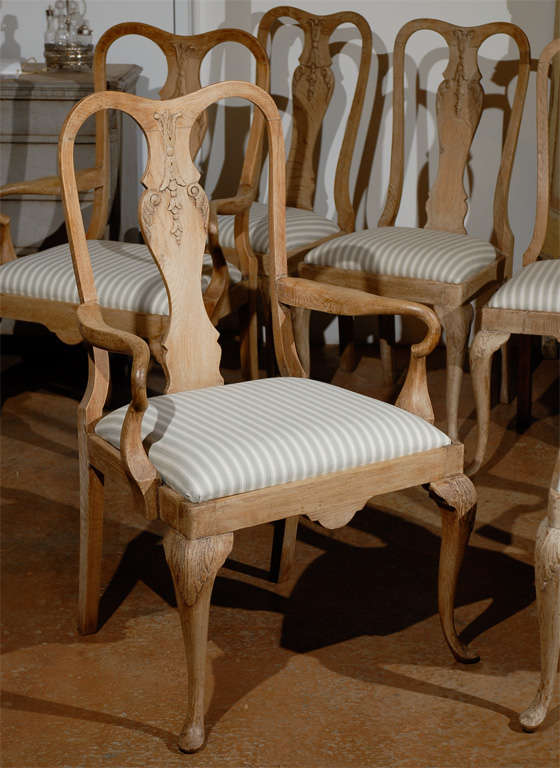 19th Century Set of Six Limed Oak French Dining Chairs at 1stDibs ...