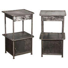Pr Antique Polished Metal Cabinets