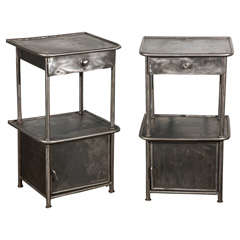 Pr Used Polished Metal Cabinets