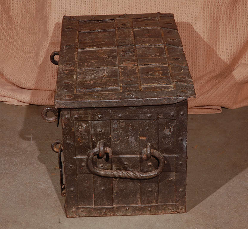 German Antique Iron Chest For Sale