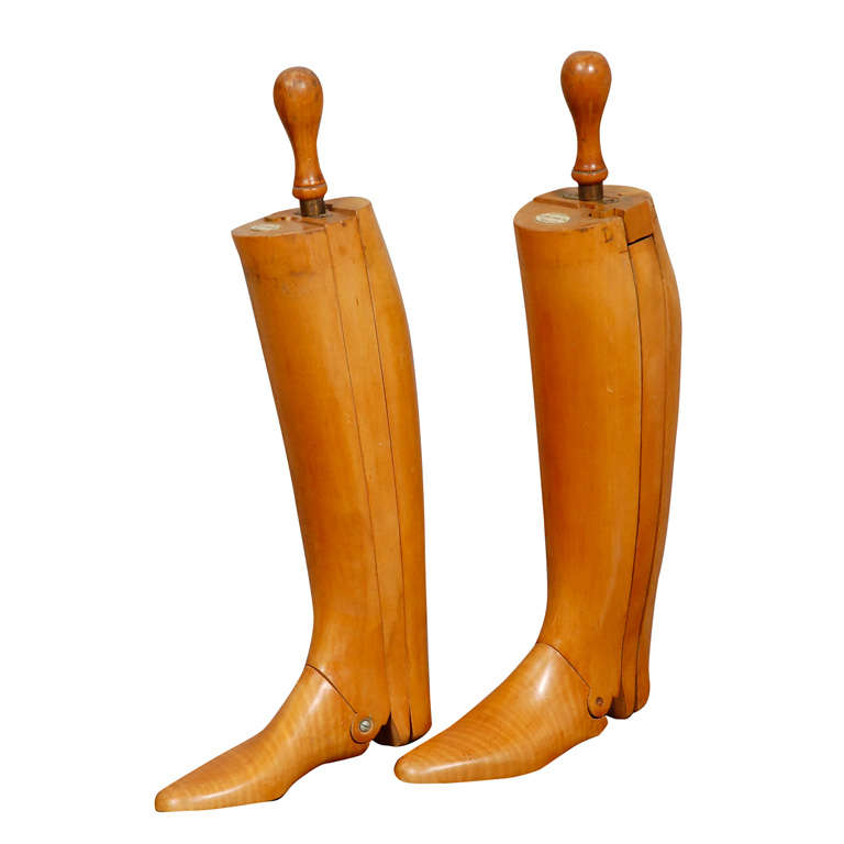 Pair of Antique Riding Boot Forms in Wood at 1stdibs