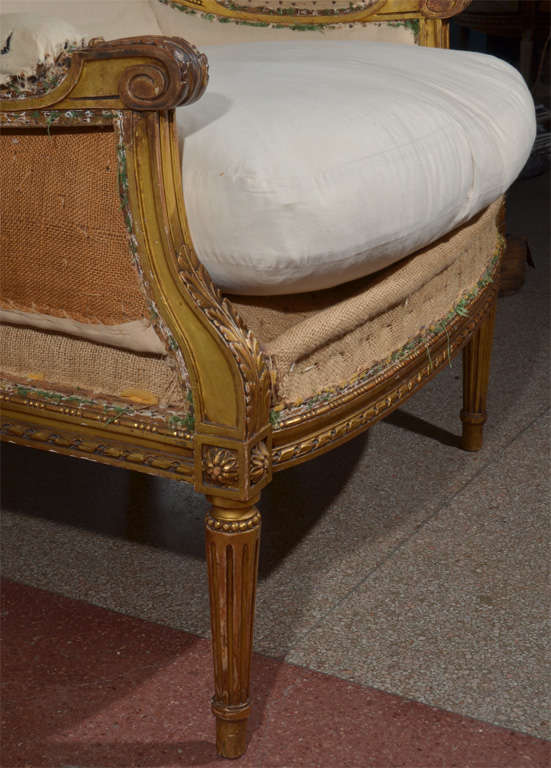 Louis XVI 19th Century French Marquis Gilded Chair