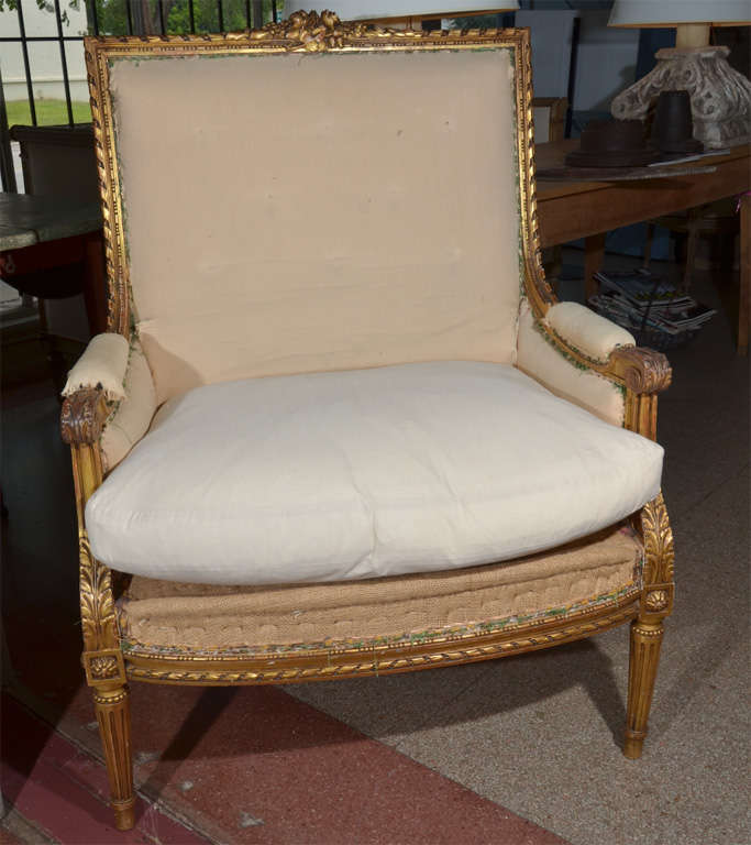 19th Century French Marquis Gilded Chair In Good Condition In Houston, TX