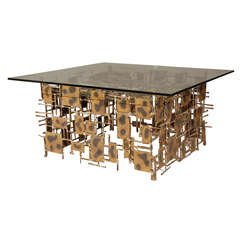 New York Artist Silas Seandel's Metal And Glass Coffee Table