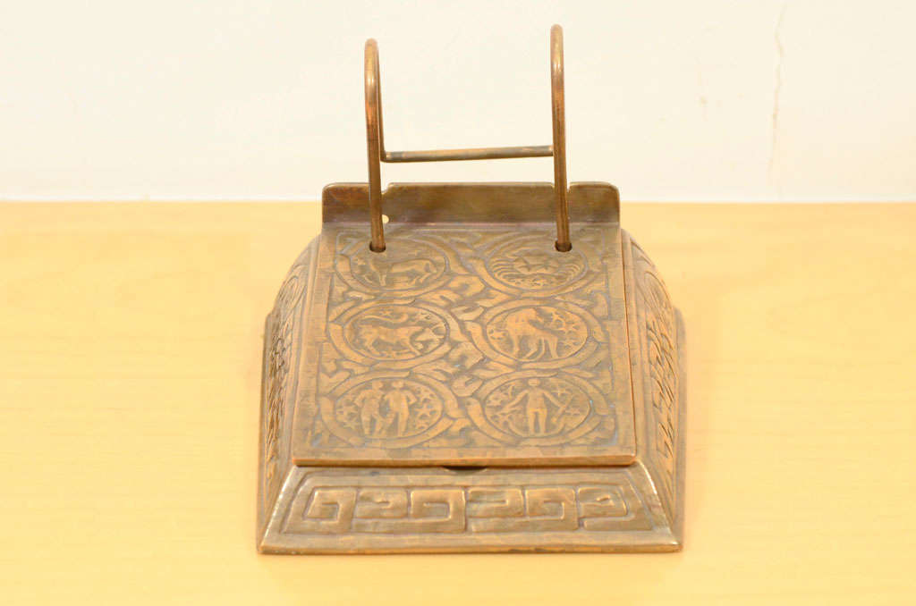 Tiffany Studios Desk Pad or calendar Holder, Zodiac, measuring 5 1/2