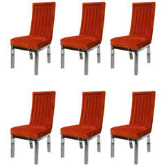 Set of Six Lucite and Chrome Charles Hollis Jones Dining Chairs