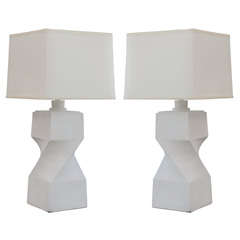 Vintage Pair of White Ceramic Lamps